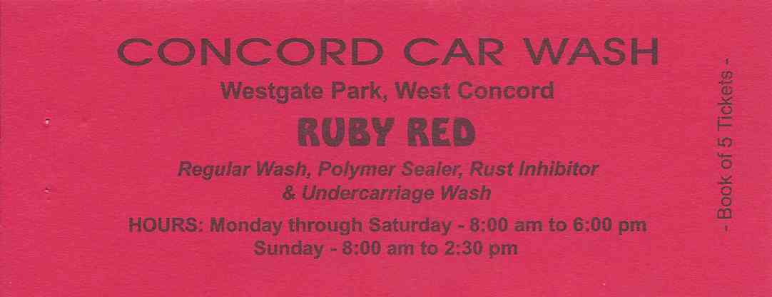 CONCORD CAR WASH, Discount Books, Ruby Red